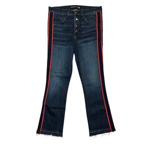 Veronica Beard Carolyn Baby Boot Kick Flare High Rise Jeans Red Stripe Size 29